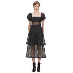Self-Portrait Sequin Circle Lace Midi Dress in back Size US4